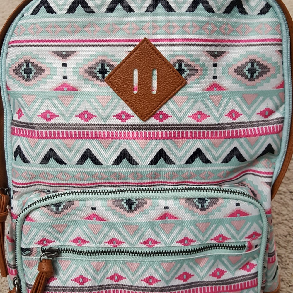 Backpack Canvas Aqua Pink No Boundaries